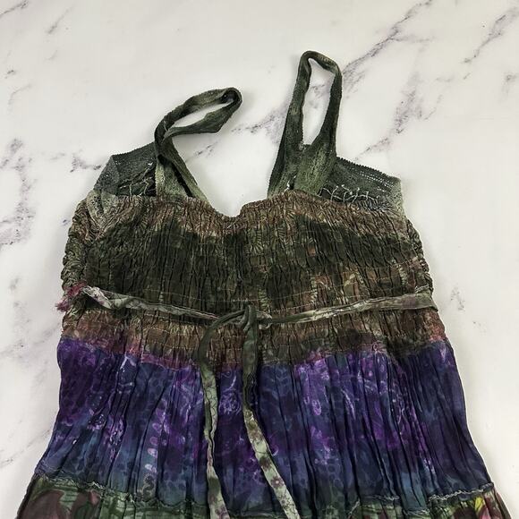 Kaaku Womens Vintage 90s Boho Festival Midi Dress Size M Purple Green Tie Dye - Picture 9 of 12